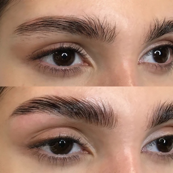 Beautiful eyebrows. Fashion trends 2020: microblading, biotattoo, powdery, lamination, coloring and building, shading