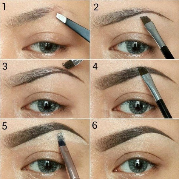 Beautiful eyebrows. Fashion trends 2020: microblading, biotattoo, powdery, lamination, coloring and building, shading