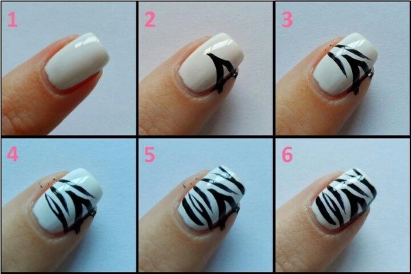 Manicure with black and white varnish for short and long nails. Photos, designs