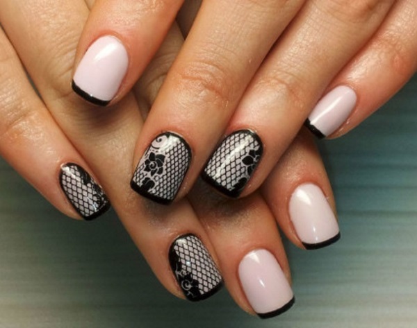 Manicure with black and white varnish for short and long nails. Photos, designs