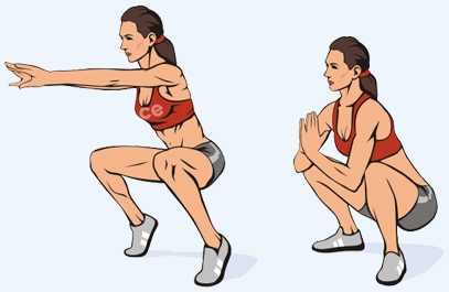 Squats for weight loss of the abdomen and sides, legs, hips. Program for women. Photos, results