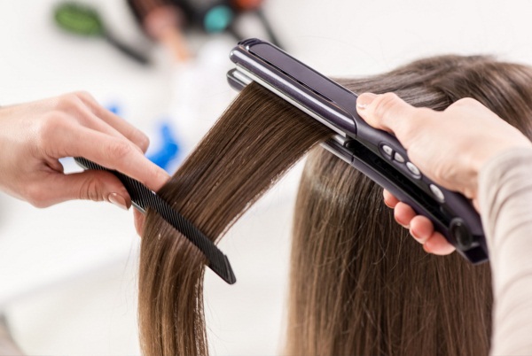 Means for long-term straightening, smoothing hair with an iron, keratin