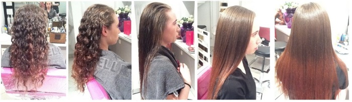 Means for long-term straightening, smoothing hair with an iron, keratin