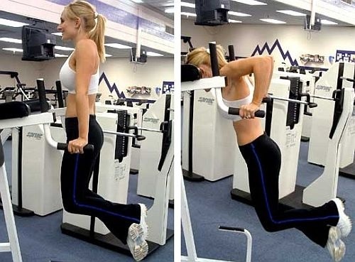 Training of pectoral muscles in the gym for girls for weight, for weight loss