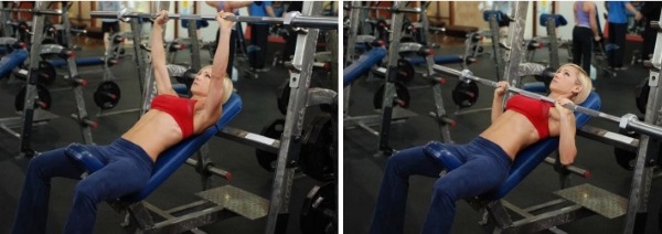 Allenamento dei muscoli pettorali in palestra per ragazze per il peso, per la perdita di peso