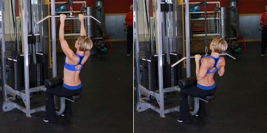 Row of the upper block with a narrow grip to the chest, to the back. What muscles work, technique for girls