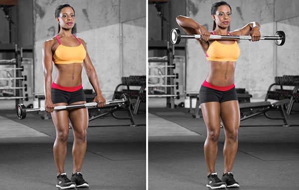 Exercises for the trapezius muscle of the back with dumbbells for women