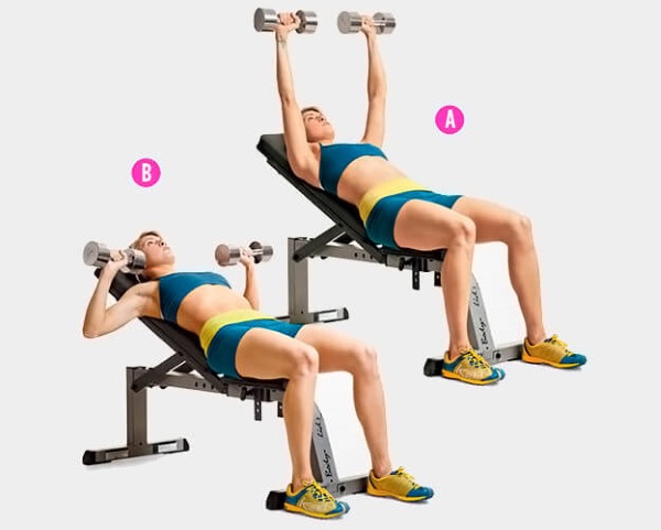 Exercises for the trapezius muscle of the back with dumbbells for women