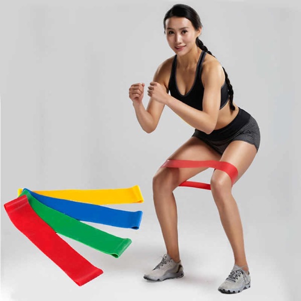 Exercises with fitness tape elastic rubber, expander, latex, mini, silicone