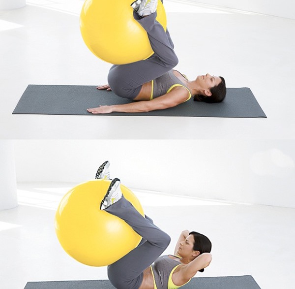 Exercises with a fitness ball for weight loss of the abdomen, sides, legs. Video for beginners