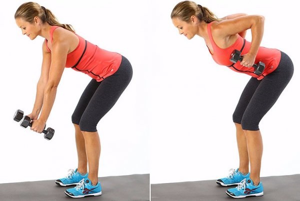 Row of the bar in an incline to the belt. Execution technique for girls with a reverse, wide, narrow grip, which muscles work