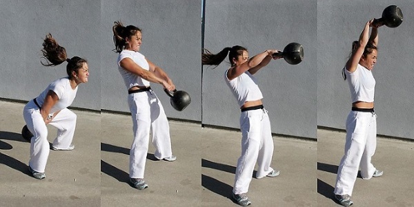 Exercises for the front shoulder delta for girls with isolation, kettlebell, dumbbells. Complex