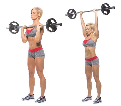 Exercises for the front shoulder delta for girls with isolation, kettlebell, dumbbells. Complex