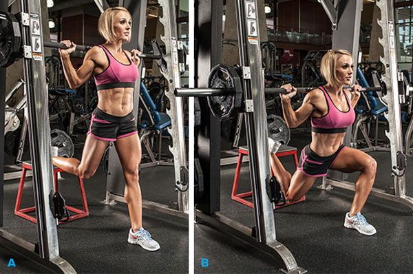 Lunges on each leg. As it is, technique with dumbbells, jumping up, weights for girls. A photo